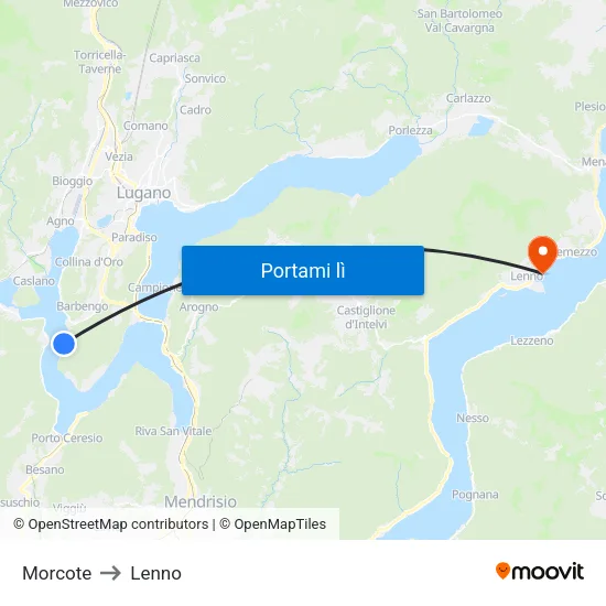 Morcote to Lenno map