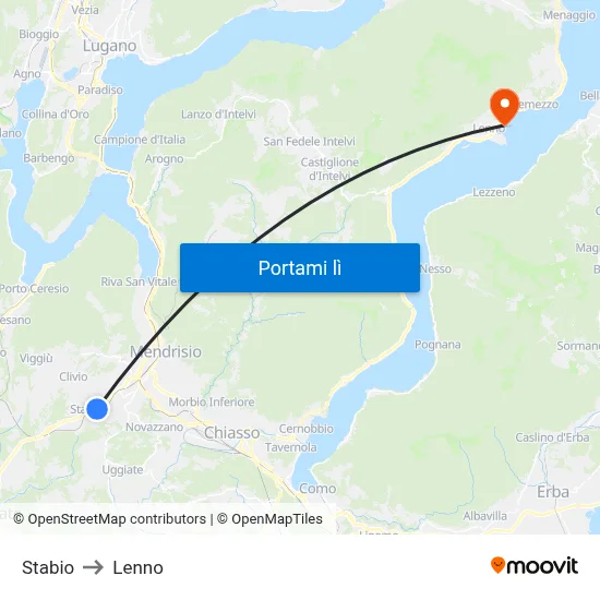 Stabio to Lenno map