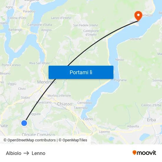 Albiolo to Lenno map