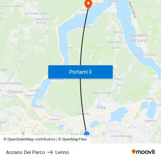 Anzano Del Parco to Lenno map