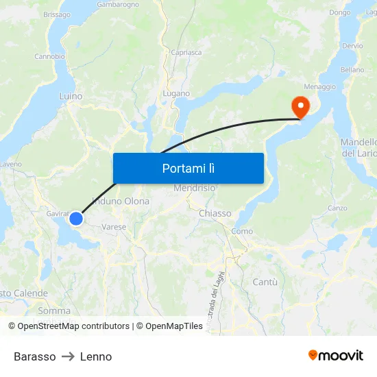 Barasso to Lenno map