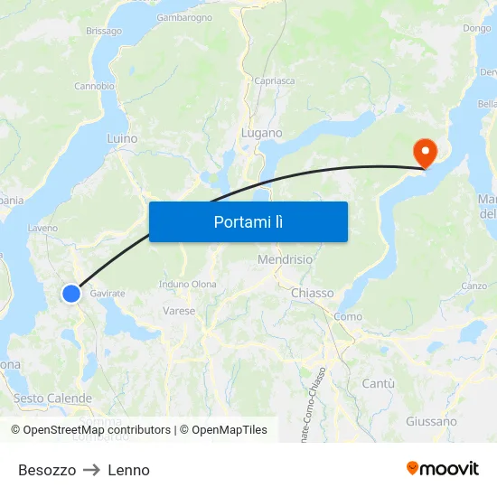 Besozzo to Lenno map