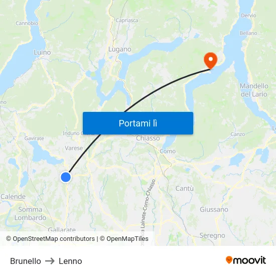Brunello to Lenno map