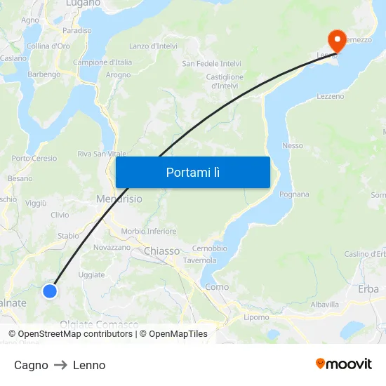 Cagno to Lenno map