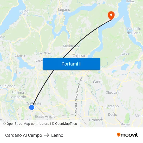 Cardano Al Campo to Lenno map