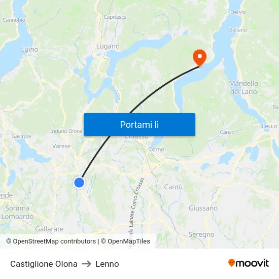 Castiglione Olona to Lenno map