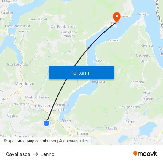 Cavallasca to Lenno map