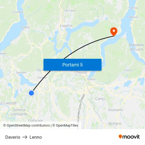 Daverio to Lenno map