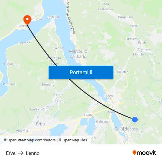 Erve to Lenno map