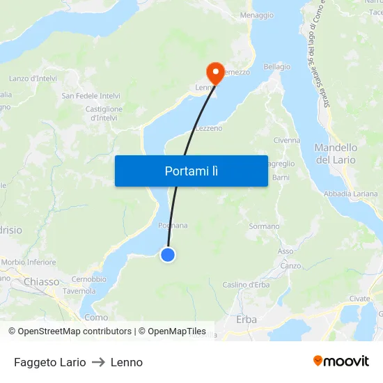 Faggeto Lario to Lenno map