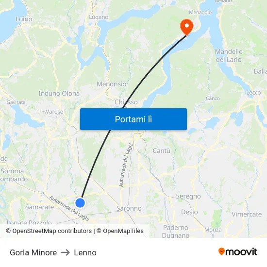 Gorla Minore to Lenno map