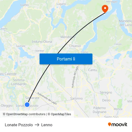 Lonate Pozzolo to Lenno map