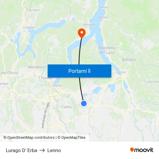 Lurago D' Erba to Lenno map