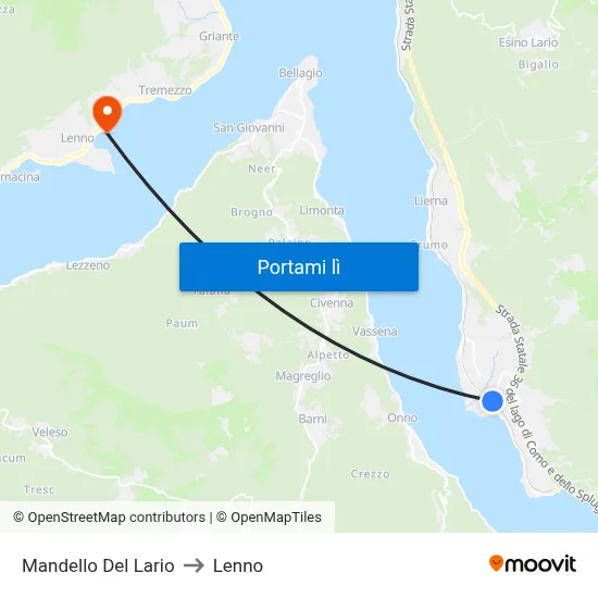 Mandello Del Lario to Lenno map