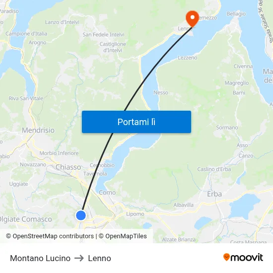 Montano Lucino to Lenno map