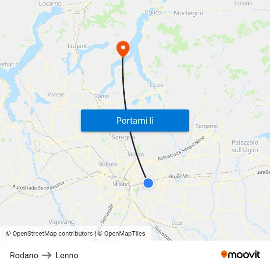 Rodano to Lenno map