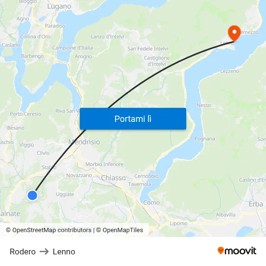 Rodero to Lenno map