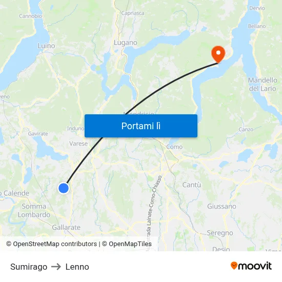 Sumirago to Lenno map