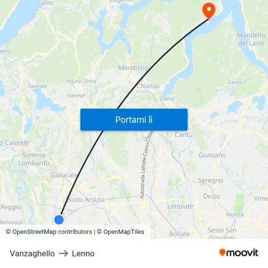 Vanzaghello to Lenno map