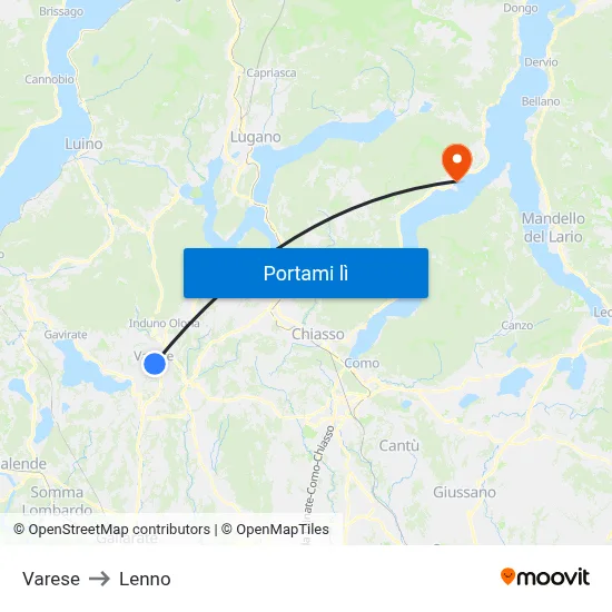 Varese to Lenno map