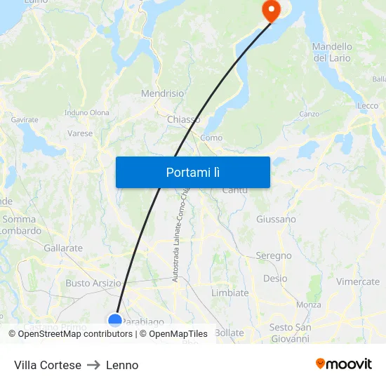 Villa Cortese to Lenno map