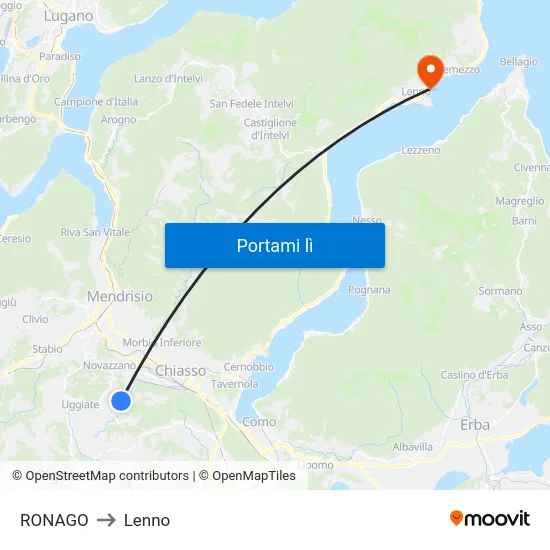 RONAGO to Lenno map