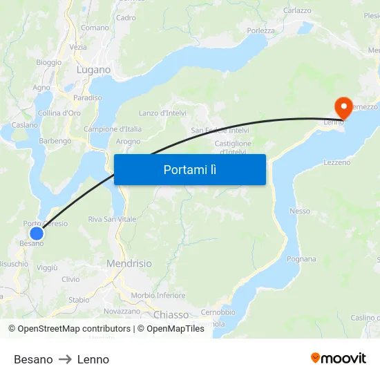 Besano to Lenno map