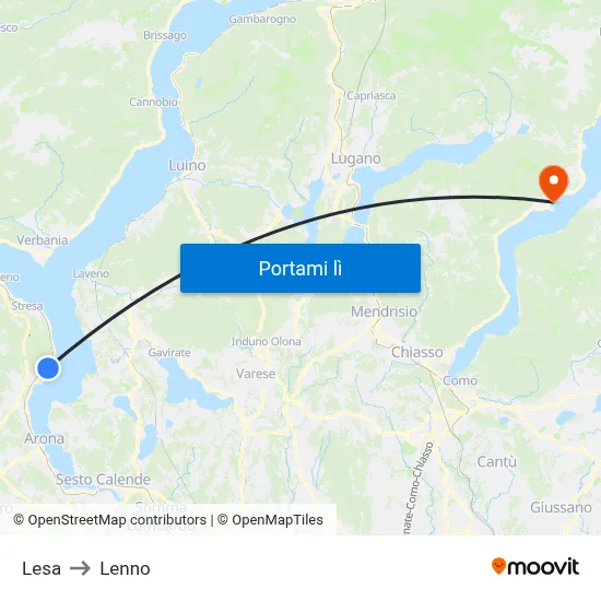 Lesa to Lenno map