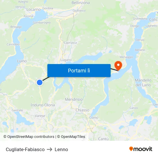 Cugliate-Fabiasco to Lenno map