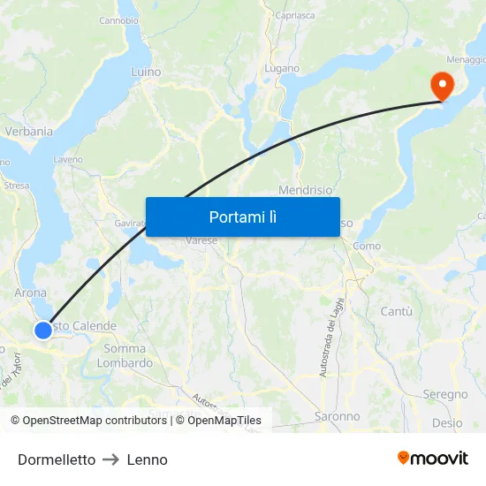 Dormelletto to Lenno map