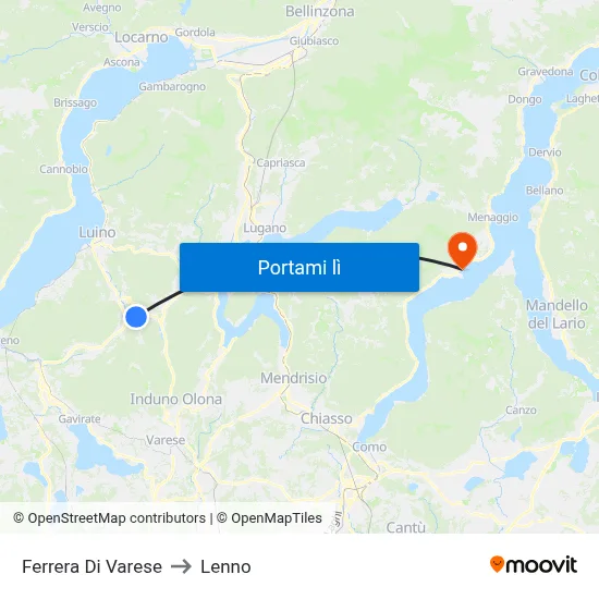Ferrera Di Varese to Lenno map