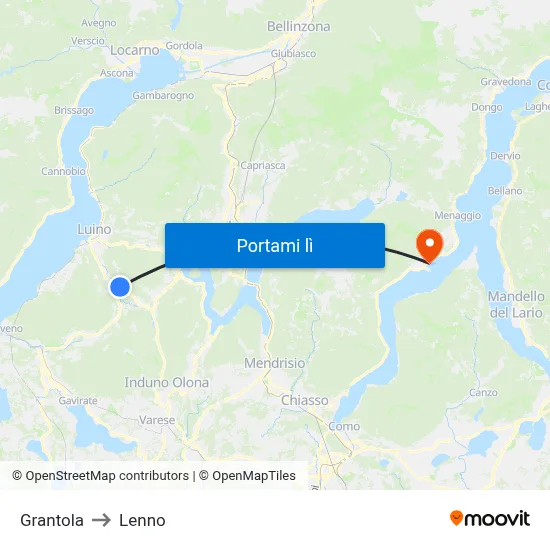 Grantola to Lenno map