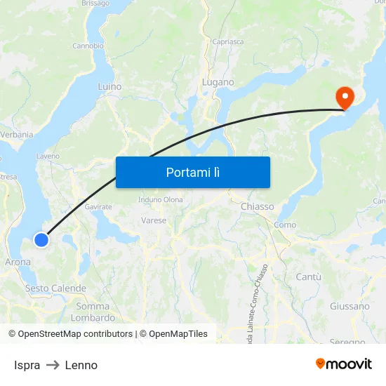 Ispra to Lenno map