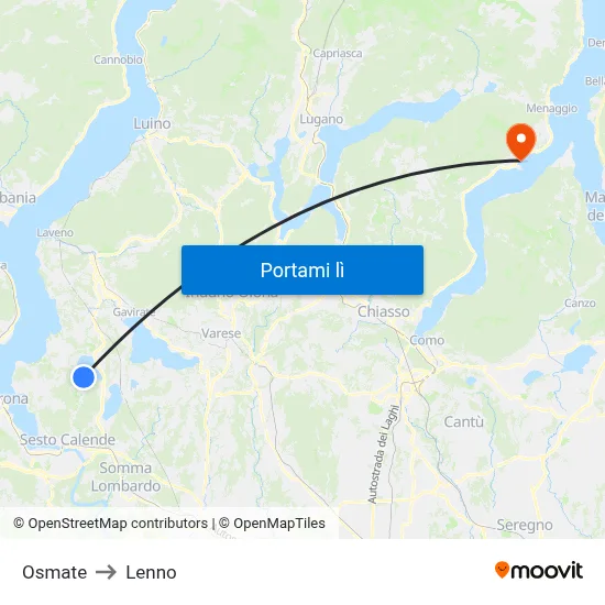 Osmate to Lenno map