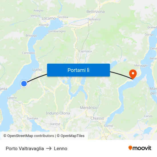 Porto Valtravaglia to Lenno map
