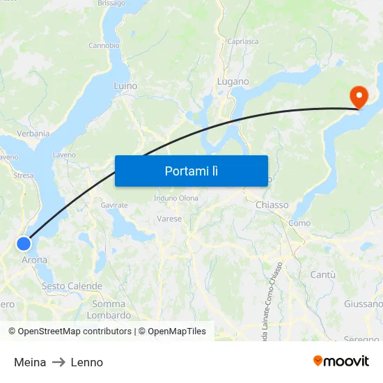 Meina to Lenno map