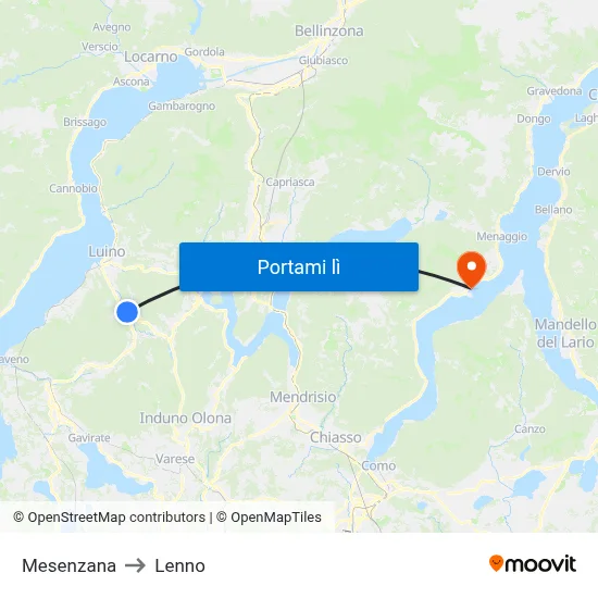 Mesenzana to Lenno map