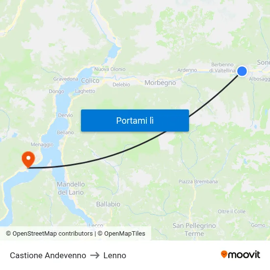 Castione Andevenno to Lenno map