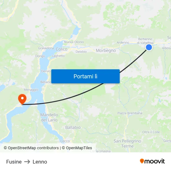 Fusine to Lenno map