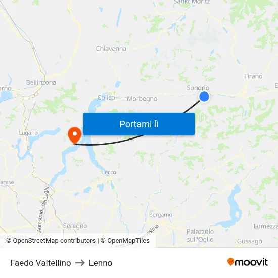 Faedo Valtellino to Lenno map