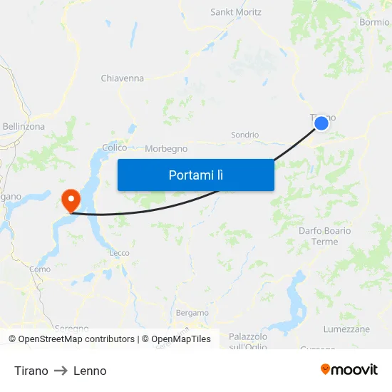 Tirano to Lenno map