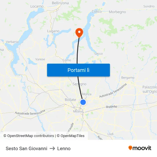 Sesto San Giovanni to Lenno map