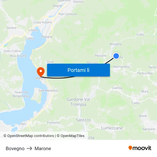 Bovegno to Marone map