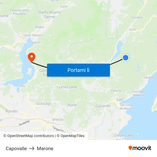 Capovalle to Marone map