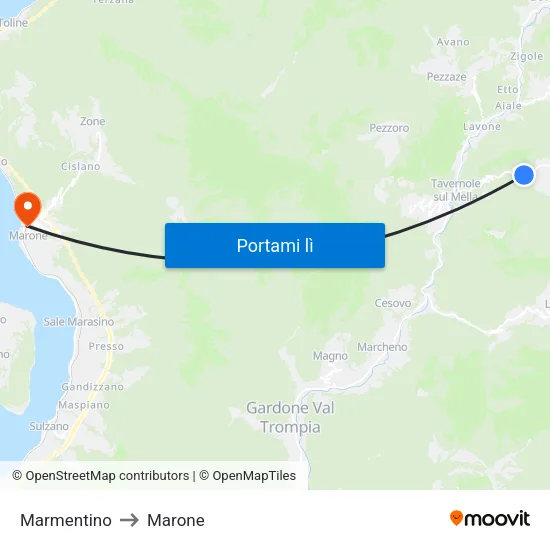 Marmentino to Marone map