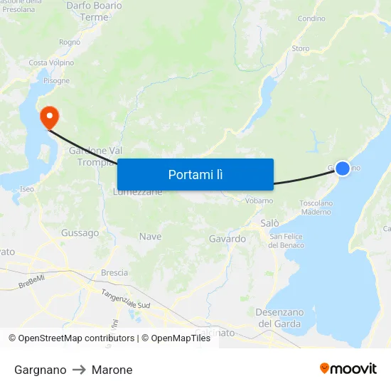 Gargnano to Marone map