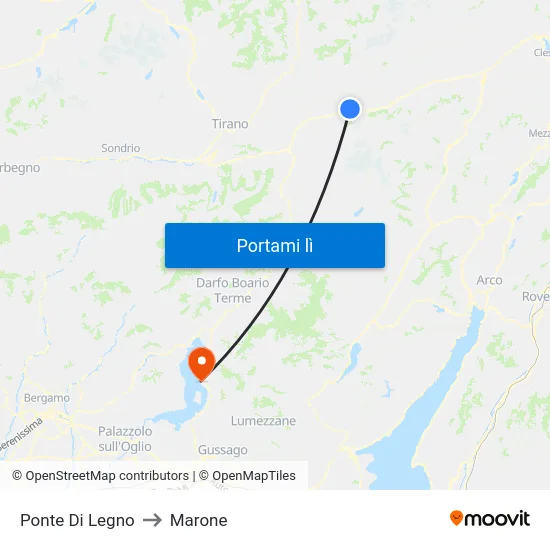 Ponte Di Legno to Marone map