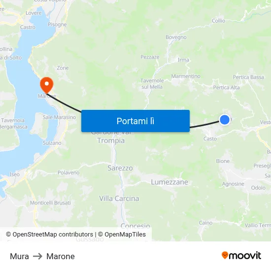 Mura to Marone map