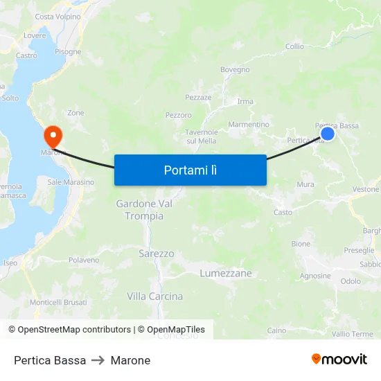Pertica Bassa to Marone map