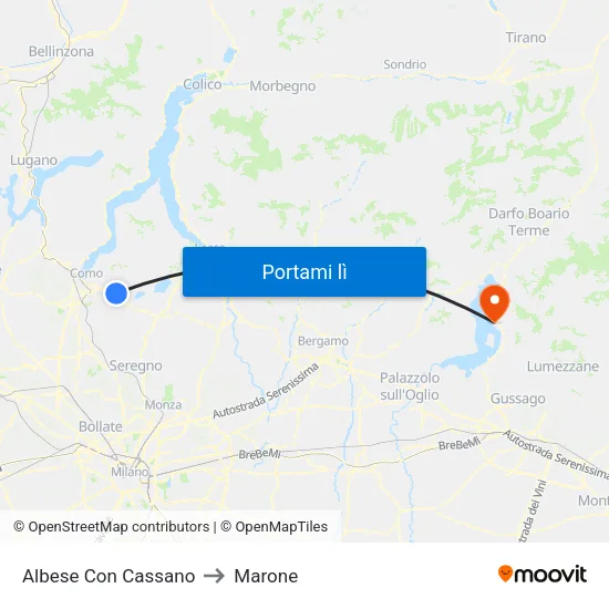 Albese Con Cassano to Marone map